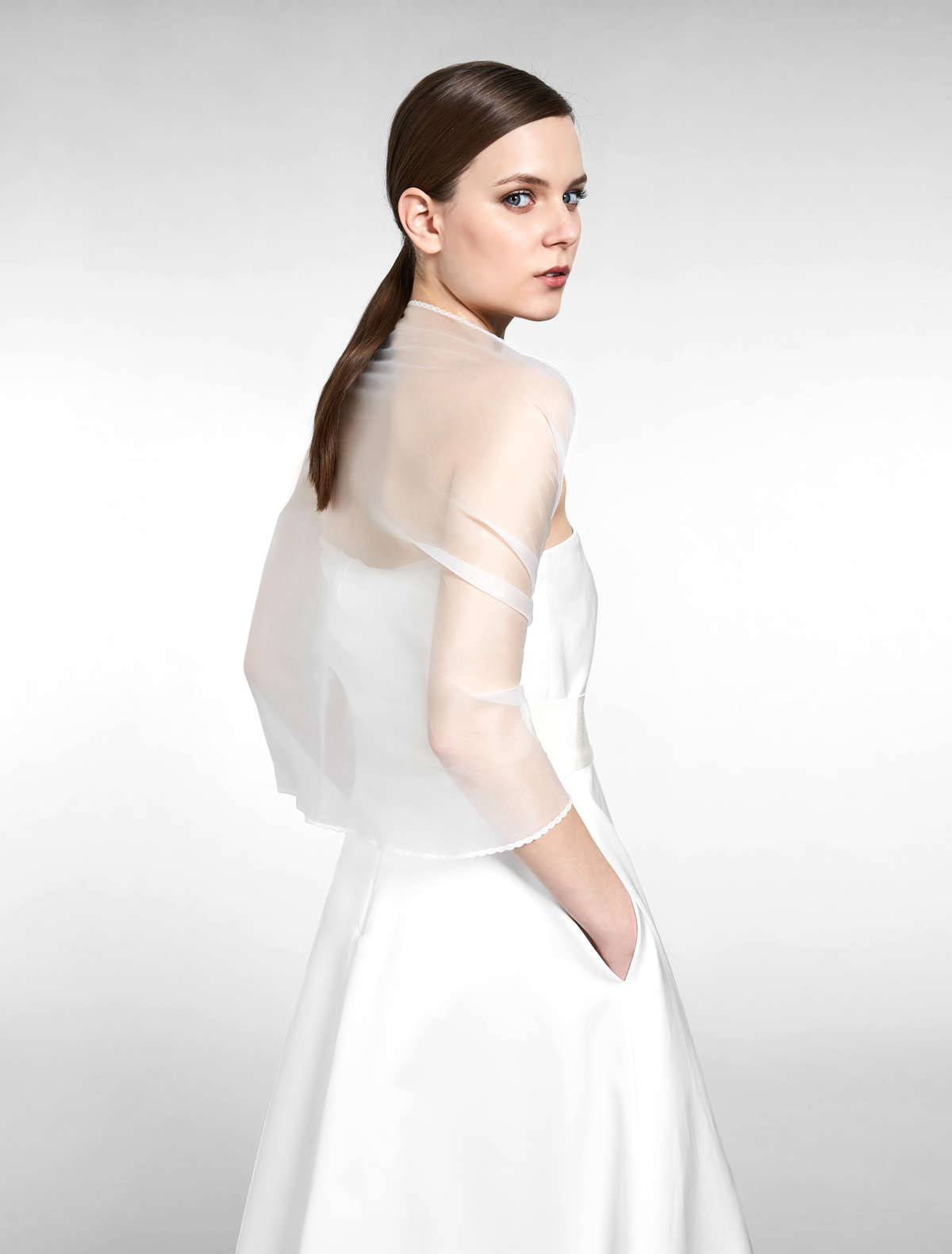 Silk organza shrug - white - Max Mara - 3