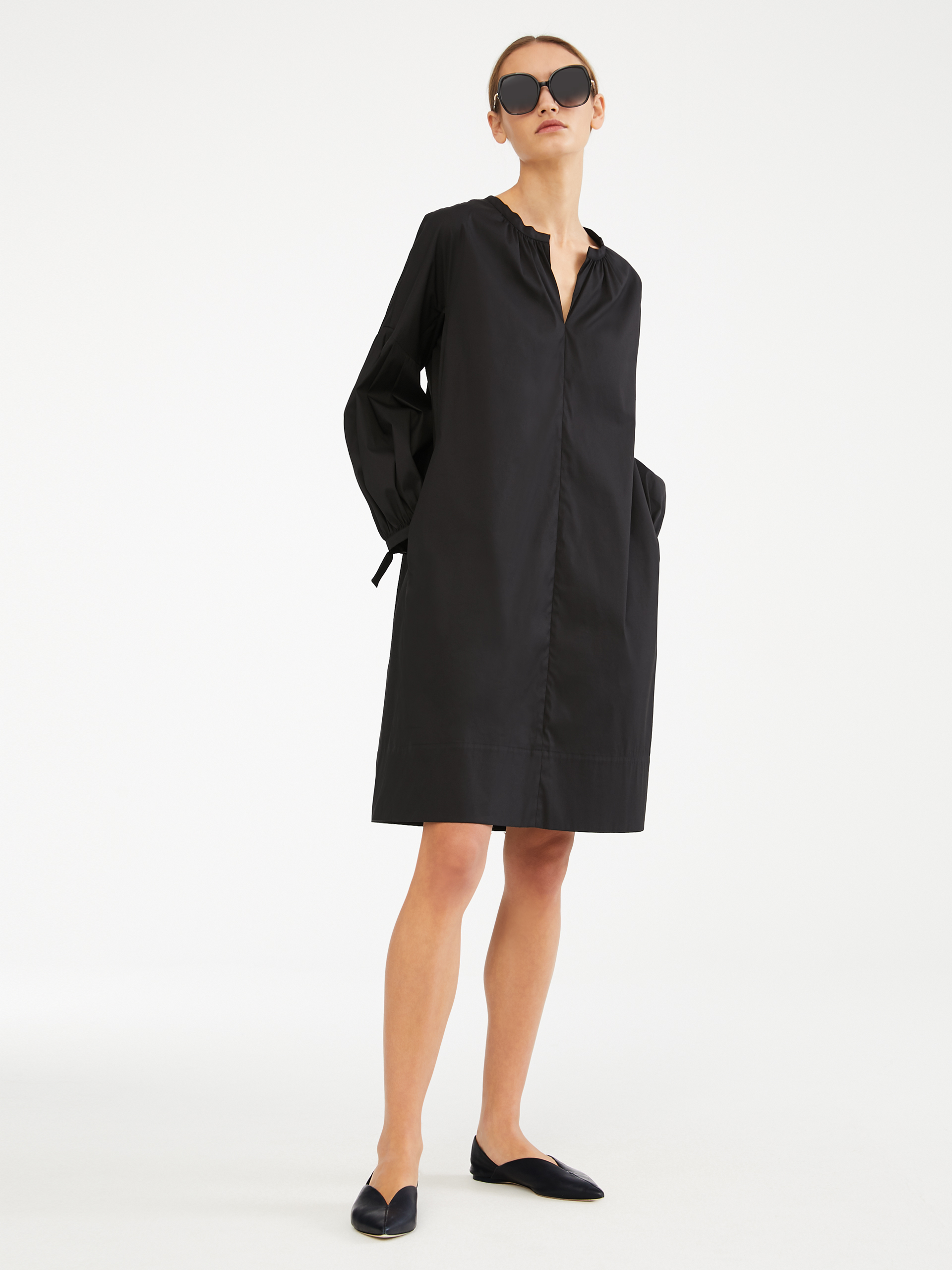 black cotton poplin dress