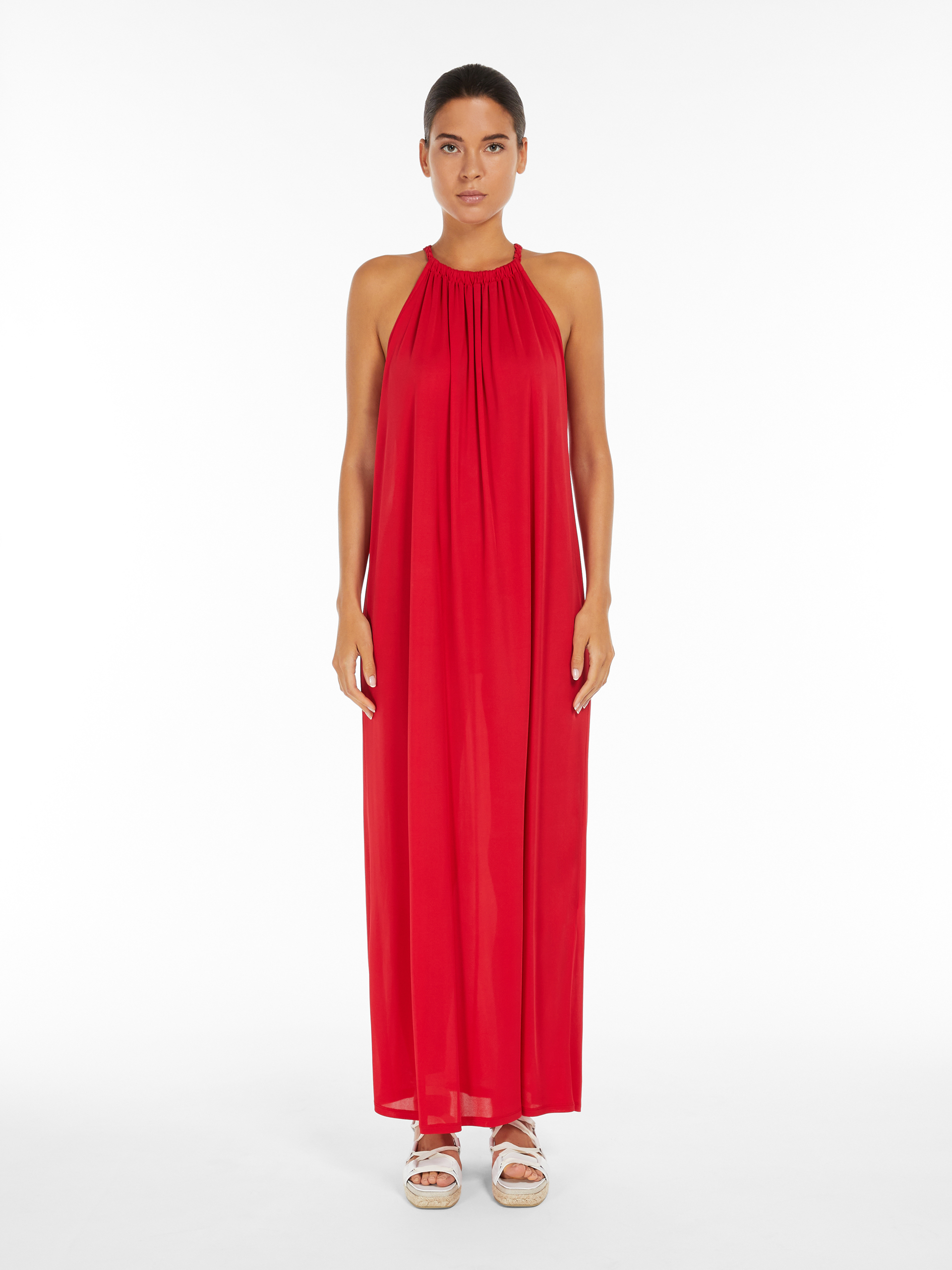 Viscose crêpe dress, red - \