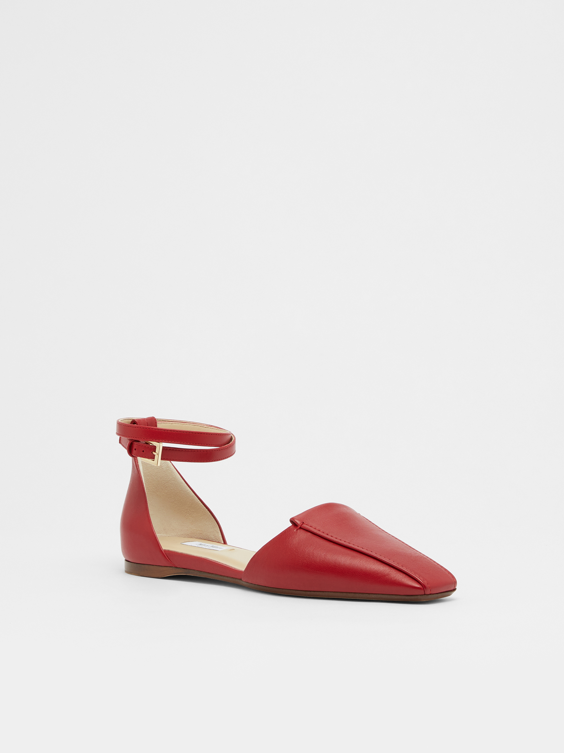 Leather flats, dark red - \