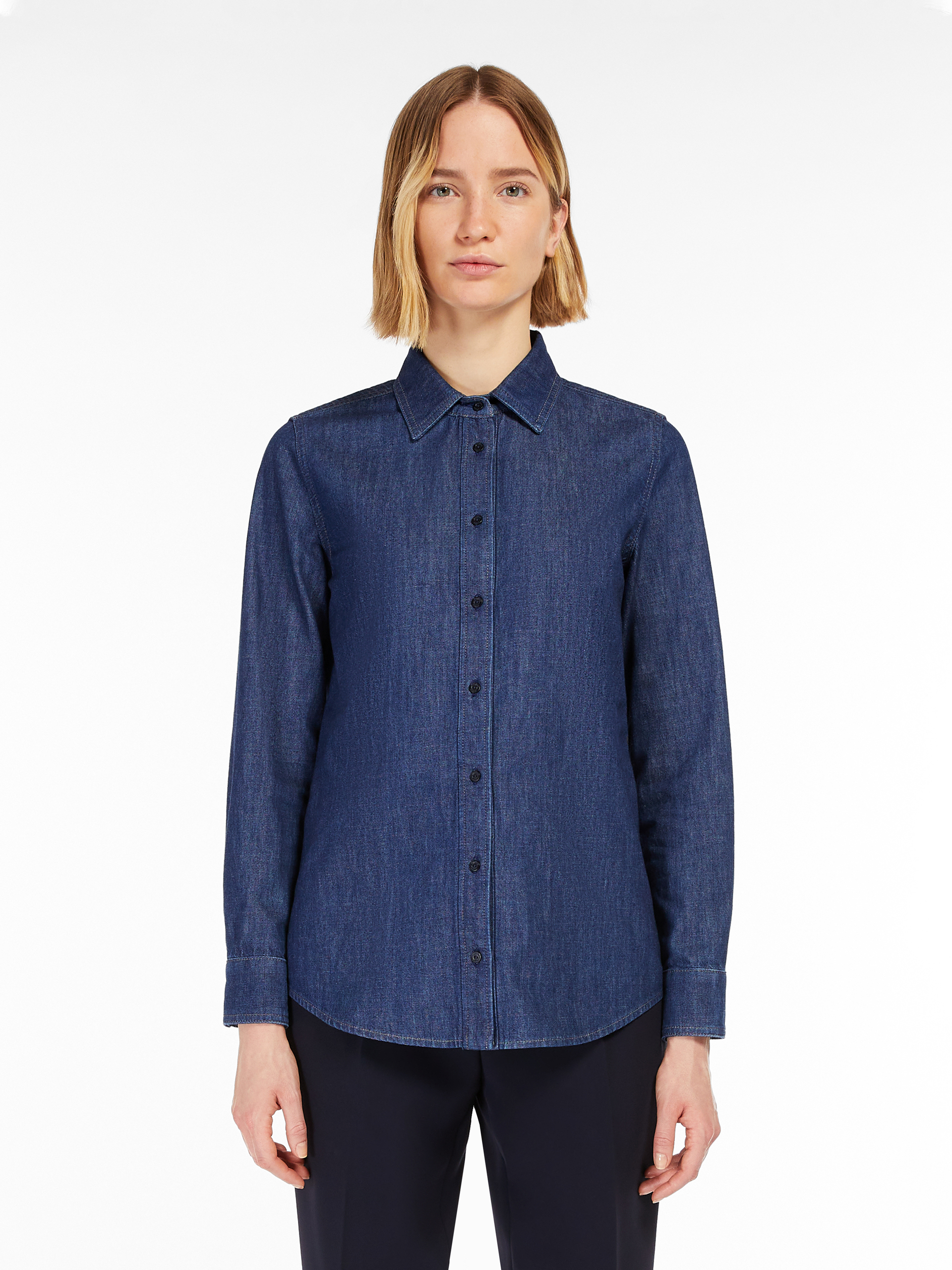 Camicia in denim di cotone, blue jeans - \