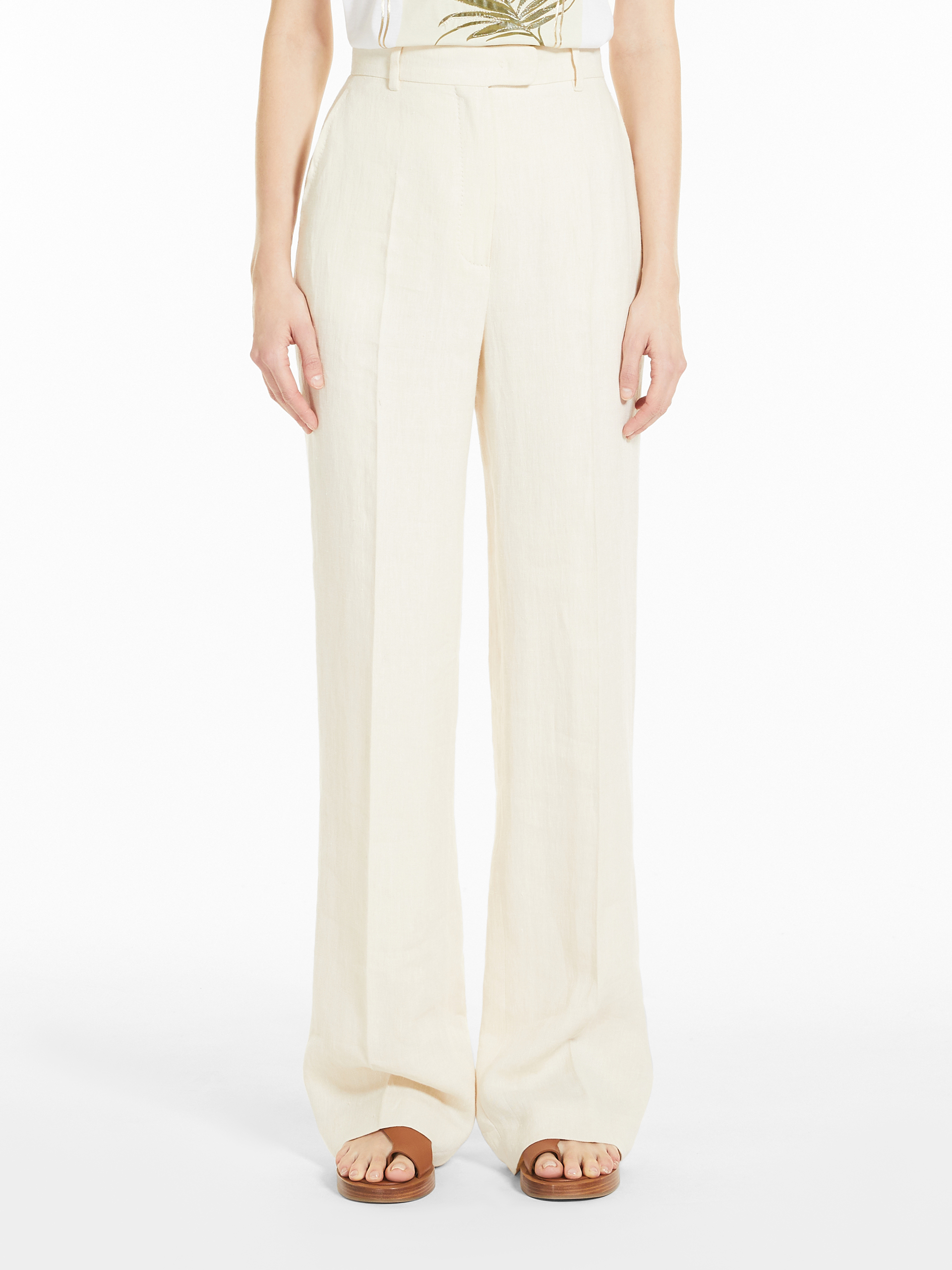 Linen trousers, ivory - \