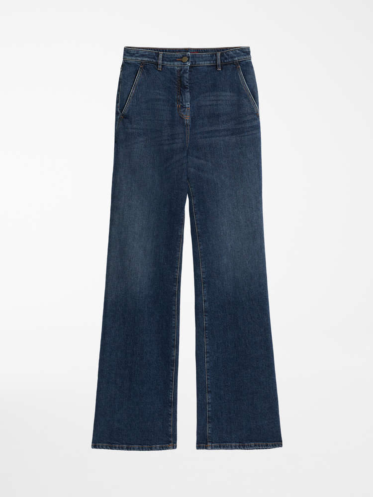 Cotton denim trousers , navy - \