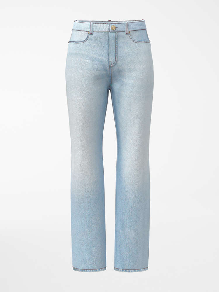Cotton denim trousers , blue azure - \