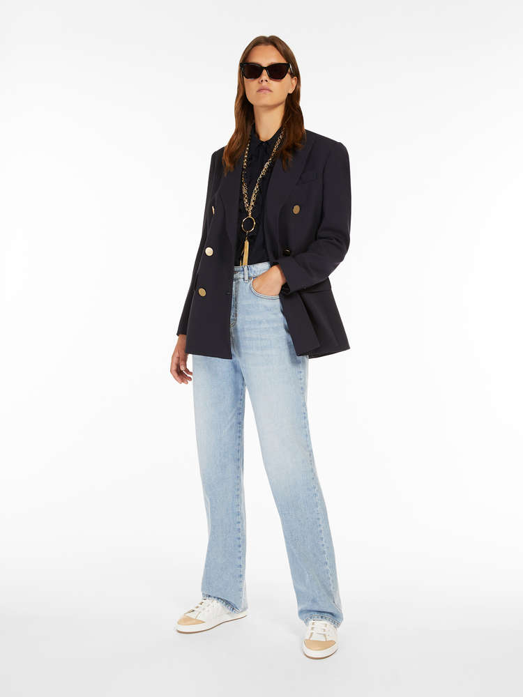 Cotton denim trousers , blue azure - \