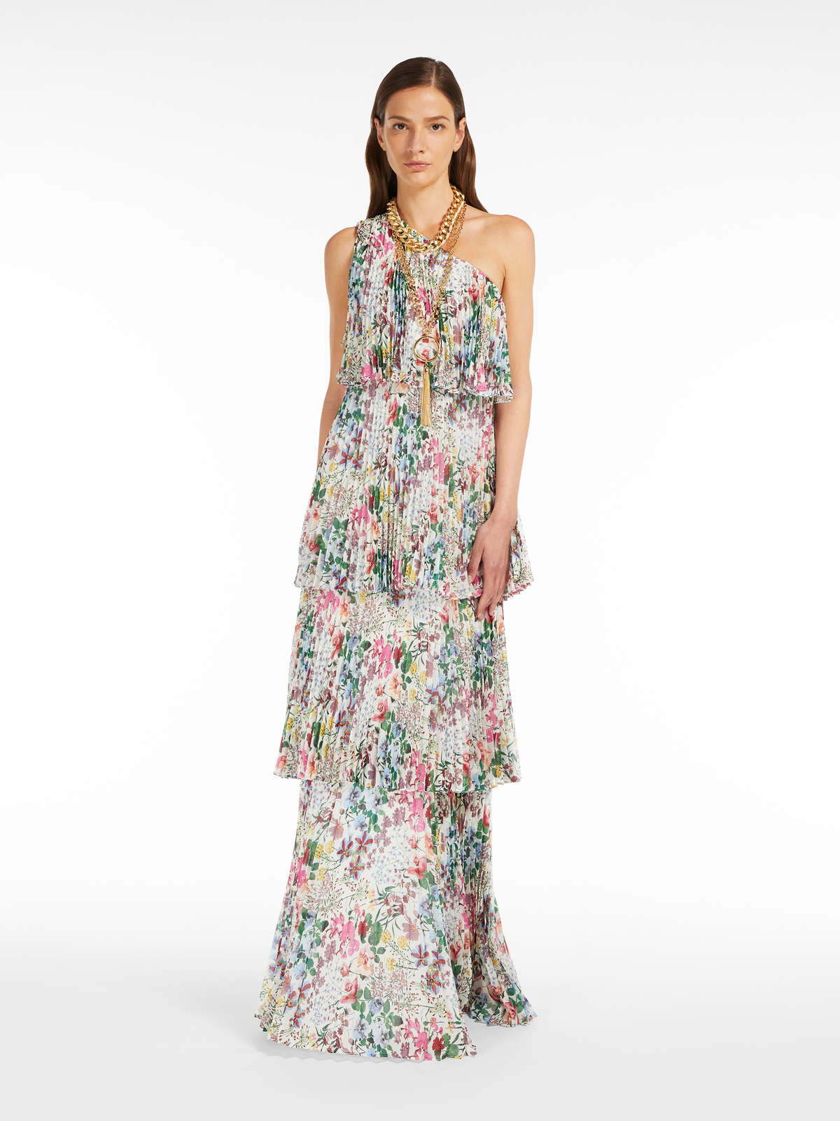 Long georgette dress - WHITE - Max Mara