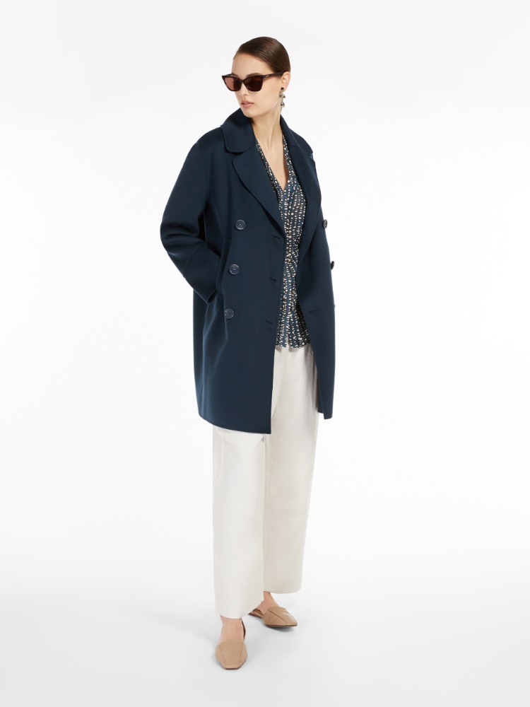Wool Pea Coat Ultramarine Titania Max Mara Wool Pea Coat Ultramarine Titania, Navy Blue Wool Pea Coat