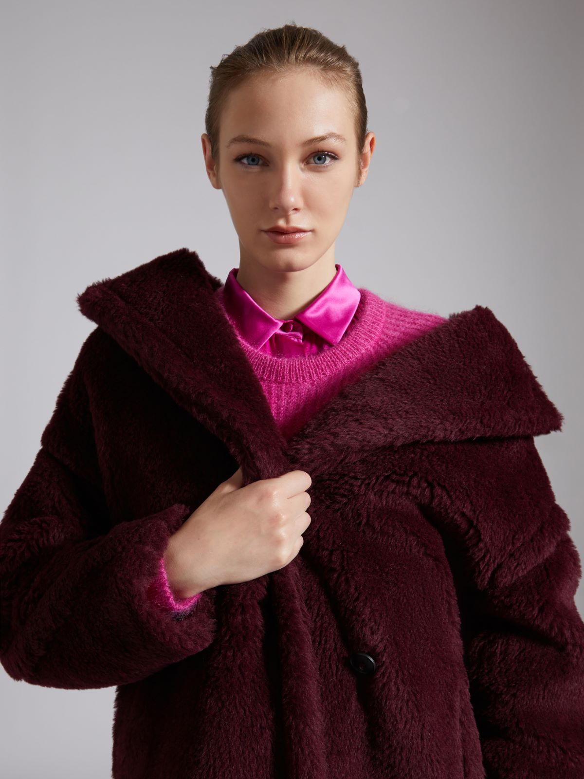Teddy Bear Icon Coat - BORDEAUX - Max Mara - 4