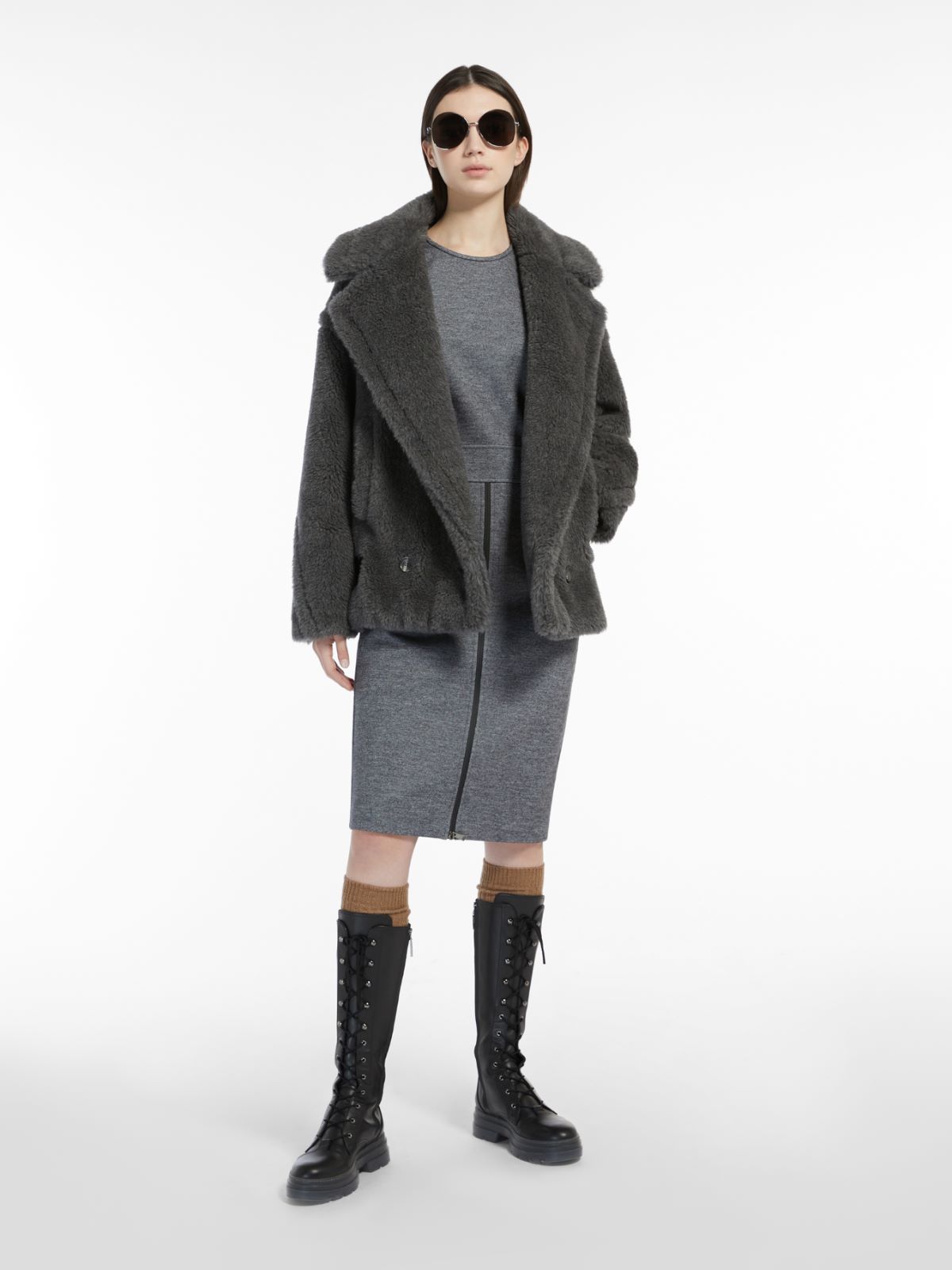 Teddy fabric jacket - MEDIUM GREY - Max Mara