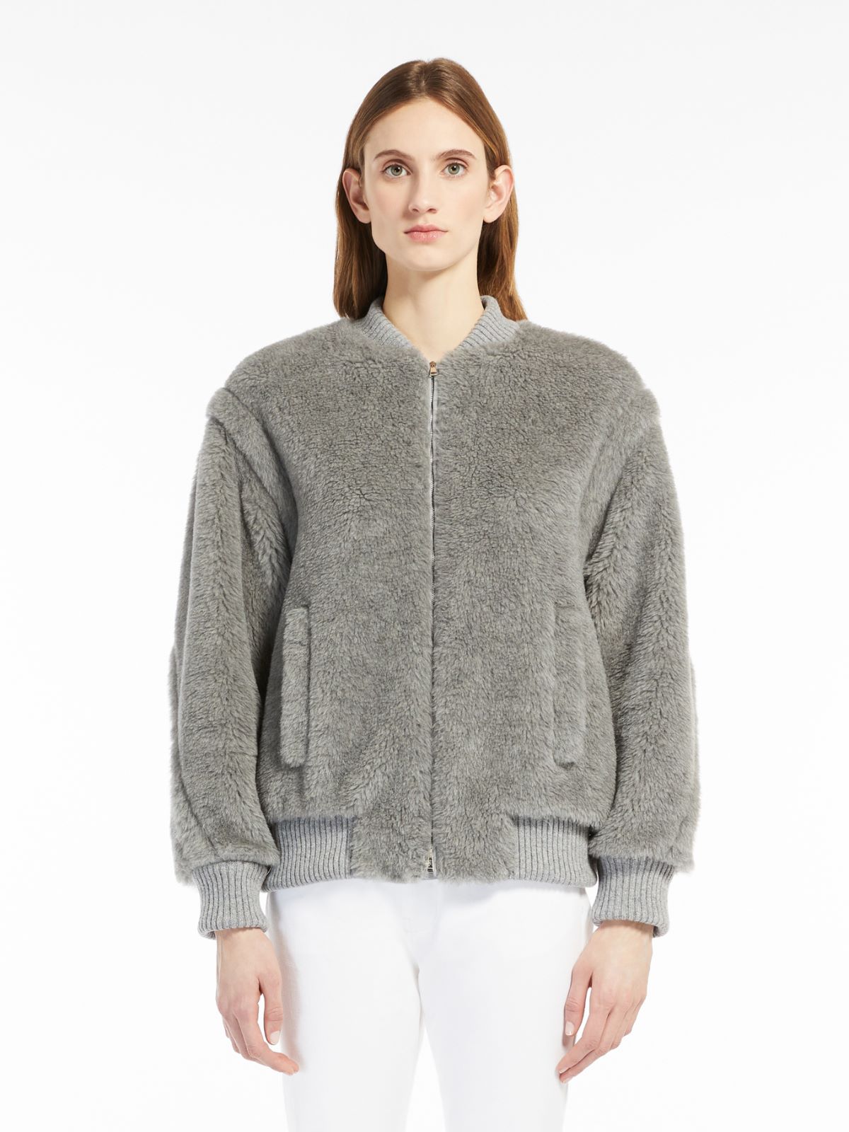 Teddy fabric bomber jacket - LIGHT GREY - Max Mara - 2