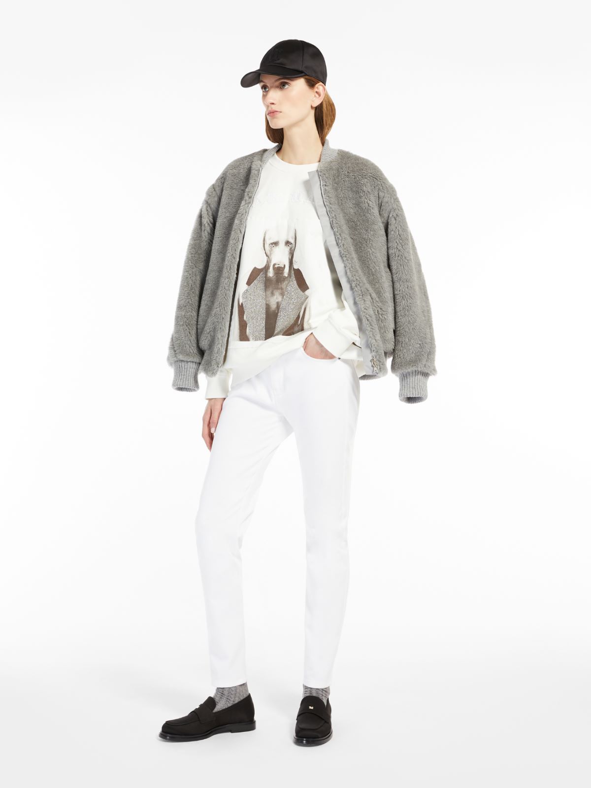 Teddy fabric bomber jacket - LIGHT GREY - Max Mara