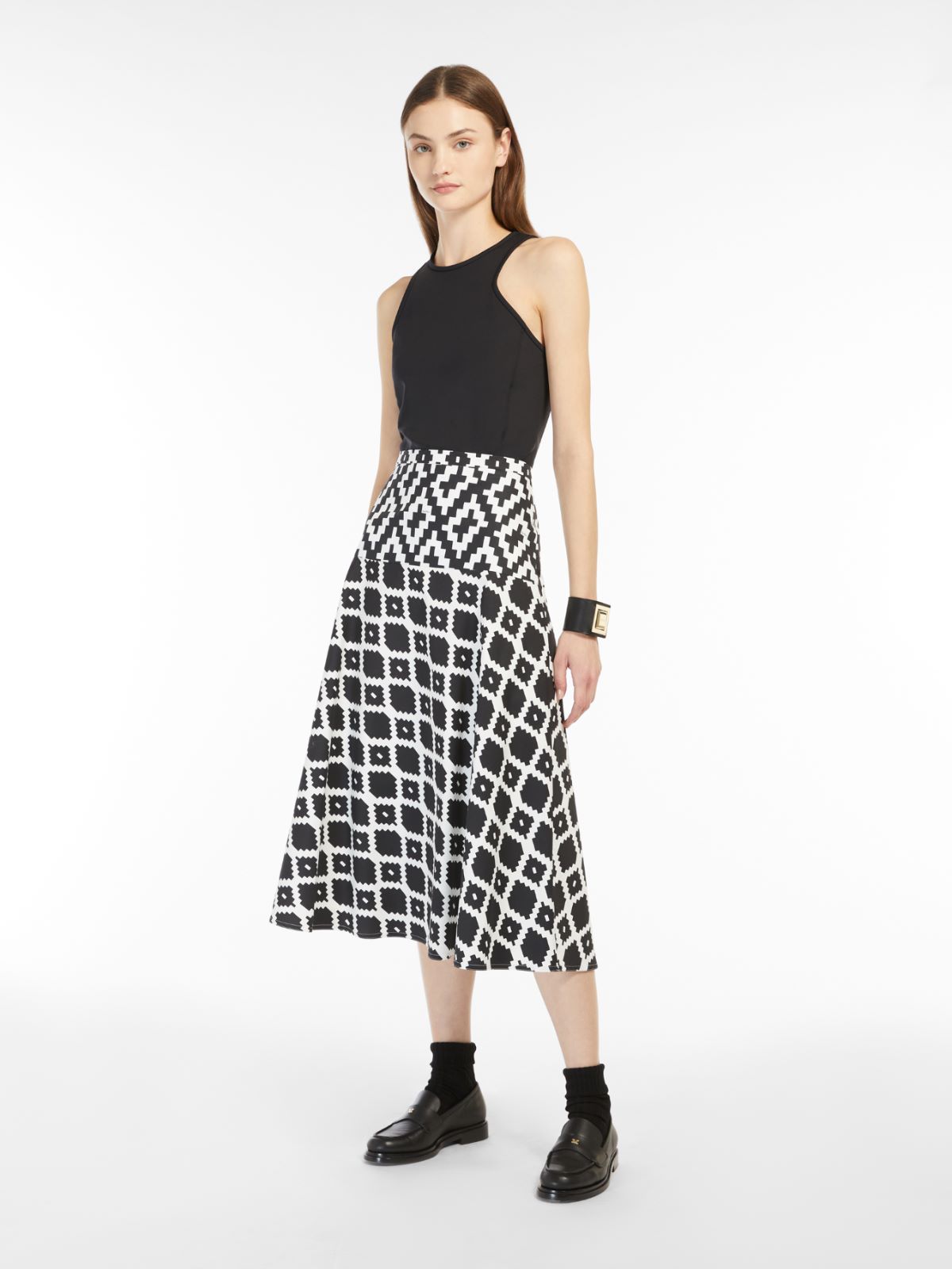 Cotton twill skirt - WHITE - Max Mara