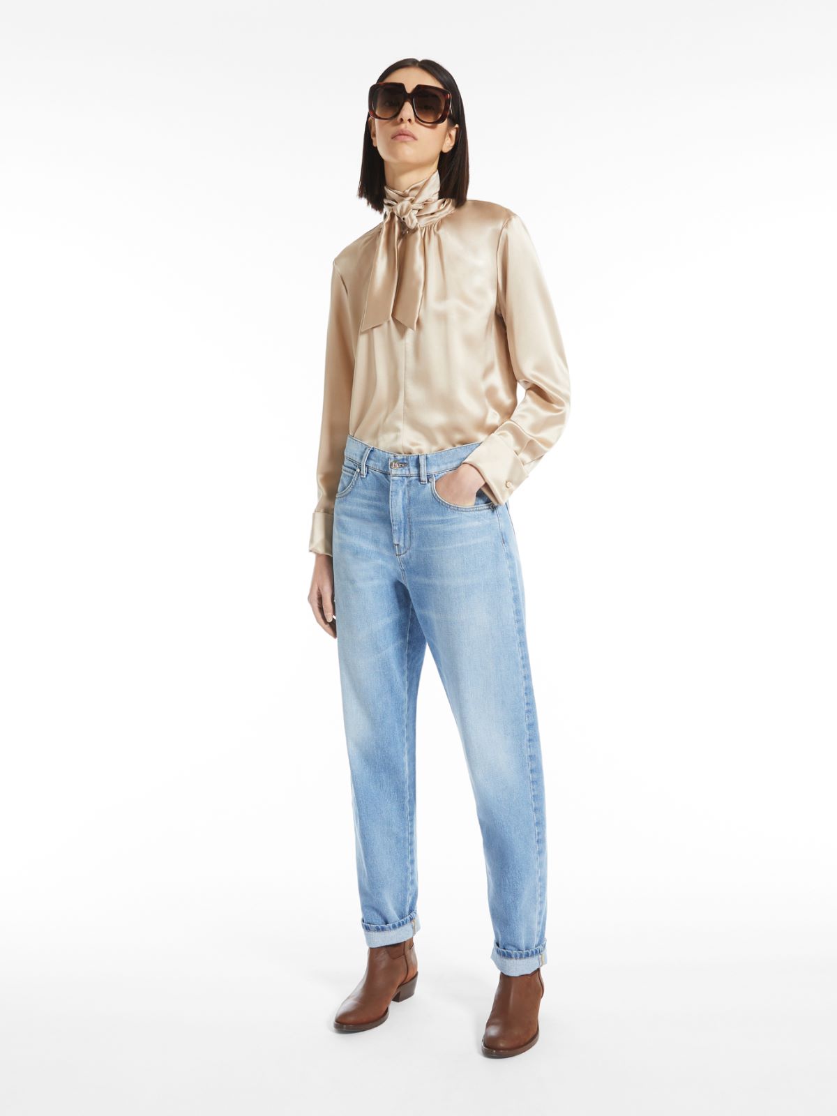 Silk satin shirt - BEIGE - Max Mara