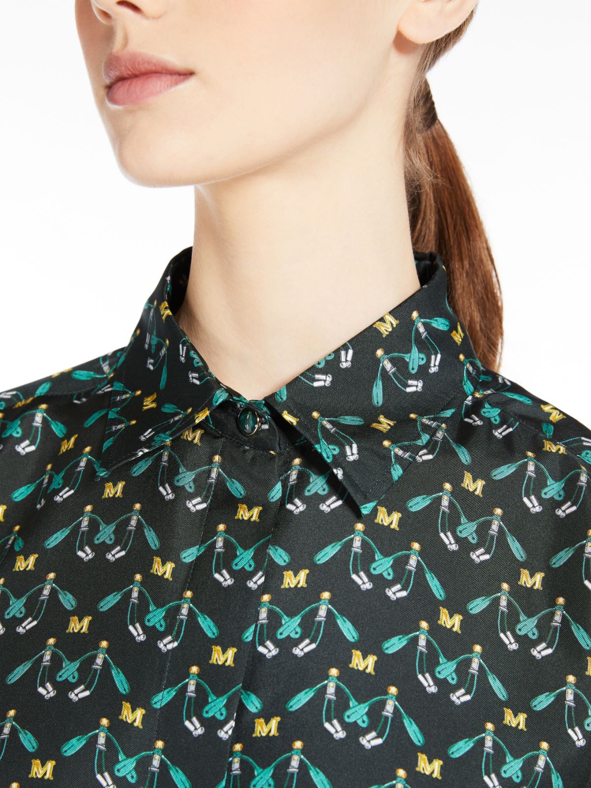 Printed silk shirt - DARK GREEN - Max Mara - 5