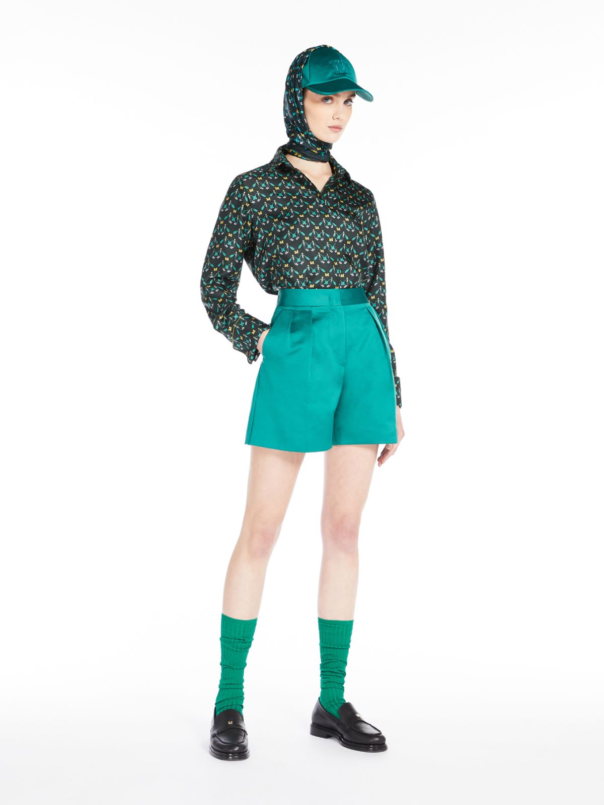 Printed silk shirt - DARK GREEN - Max Mara