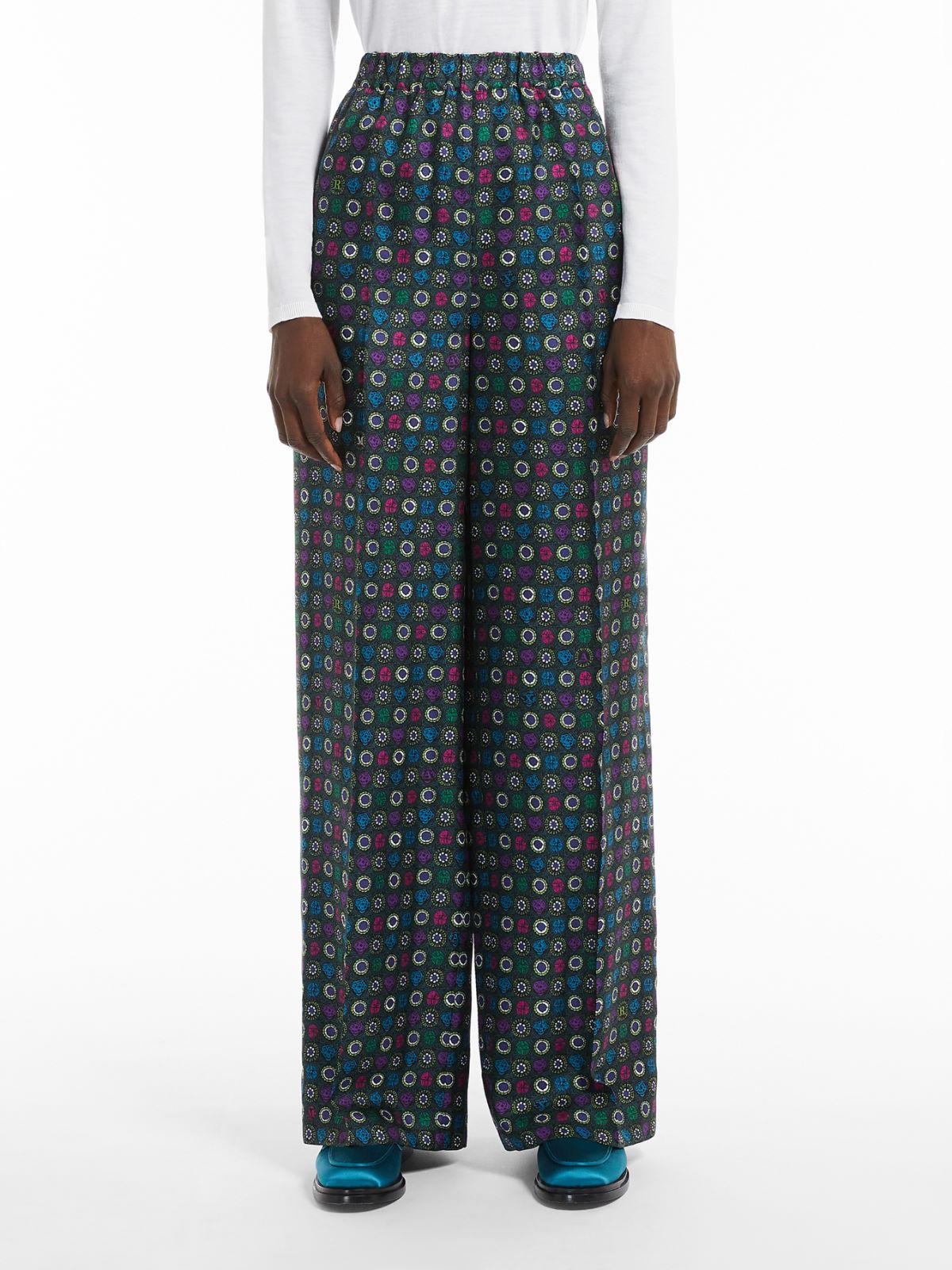 Printed silk trousers - TURQUOISE - Max Mara - 2