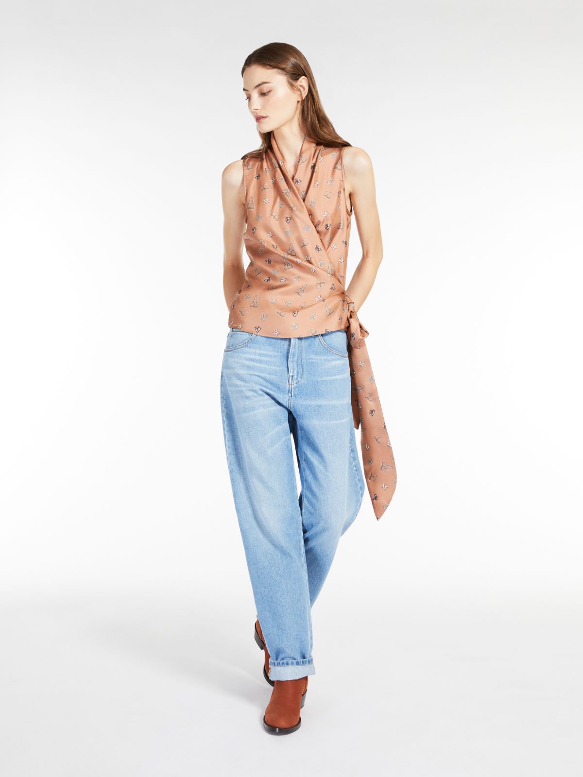 Printed silk top - ANTIQUE ROSE - Max Mara
