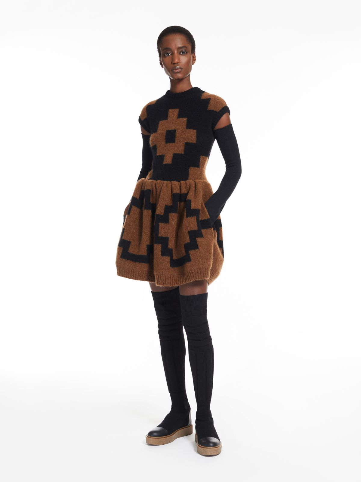 Inlaid mohair yarn dress - BLACK - Max Mara