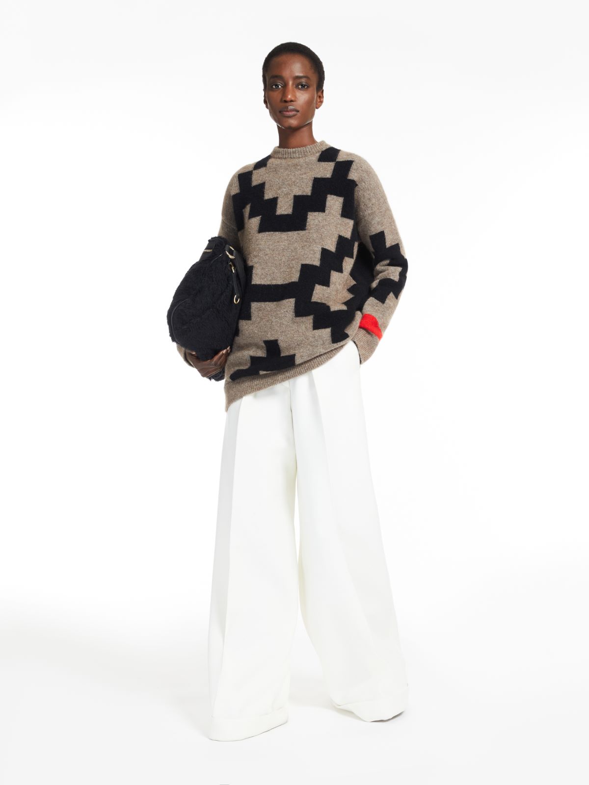 Inlaid mohair pullover - HAZELNUT BROWN - Max Mara