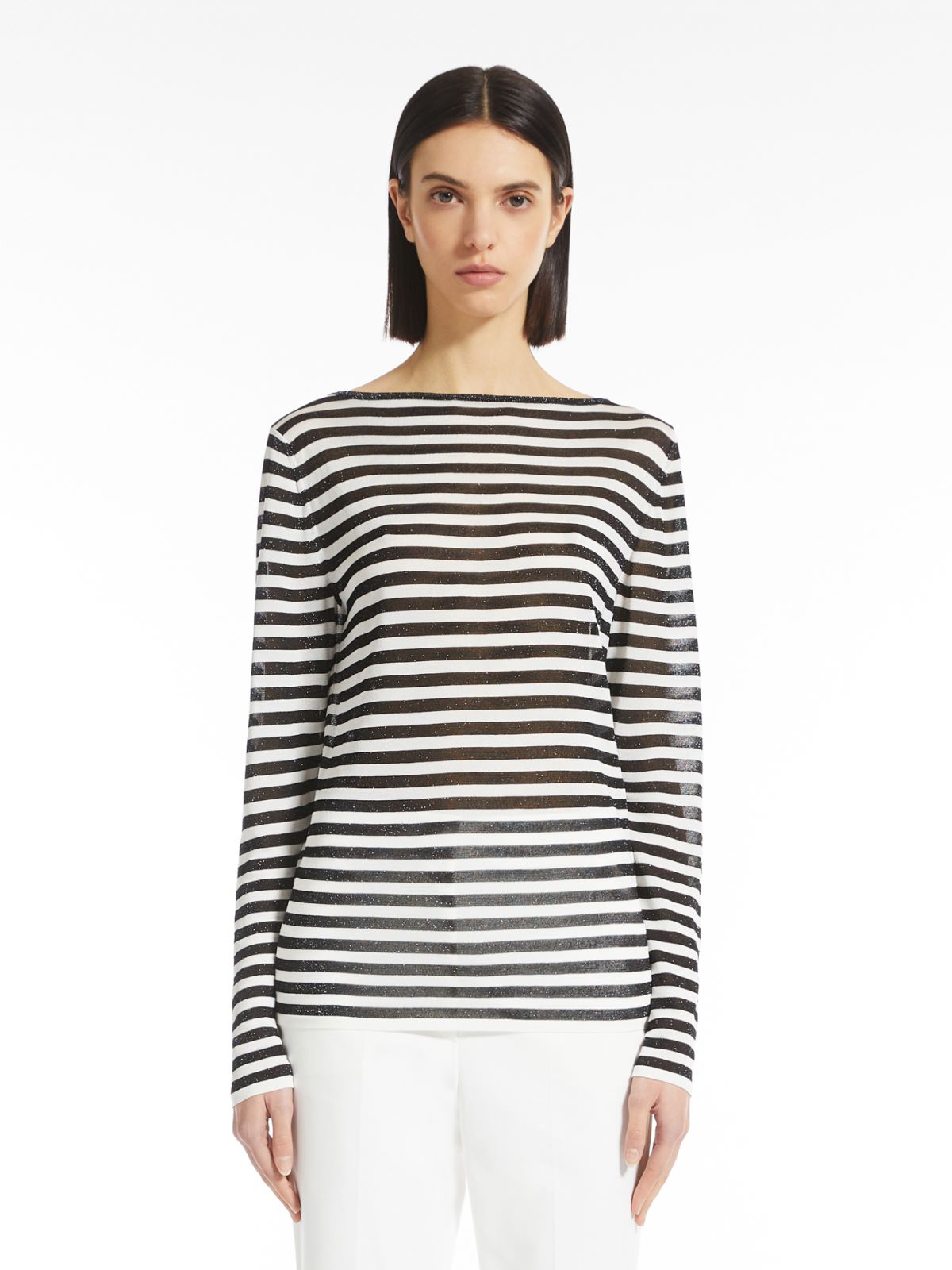 Viscose and lurex jumper - BLACK SILVER - Max Mara - 2