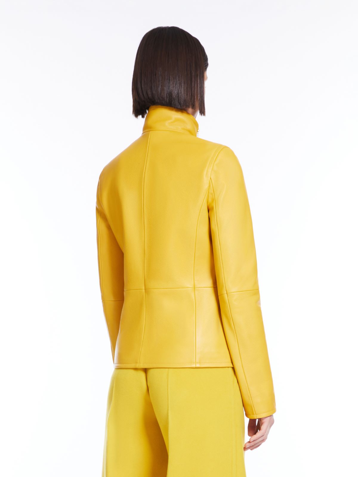 Leather biker jacket - YELLOW - Max Mara - 3
