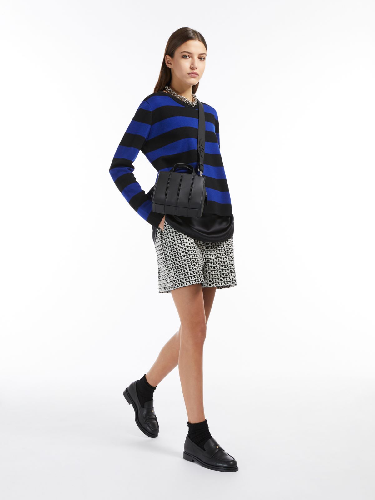 Printed cotton shorts - BLACK - Max Mara