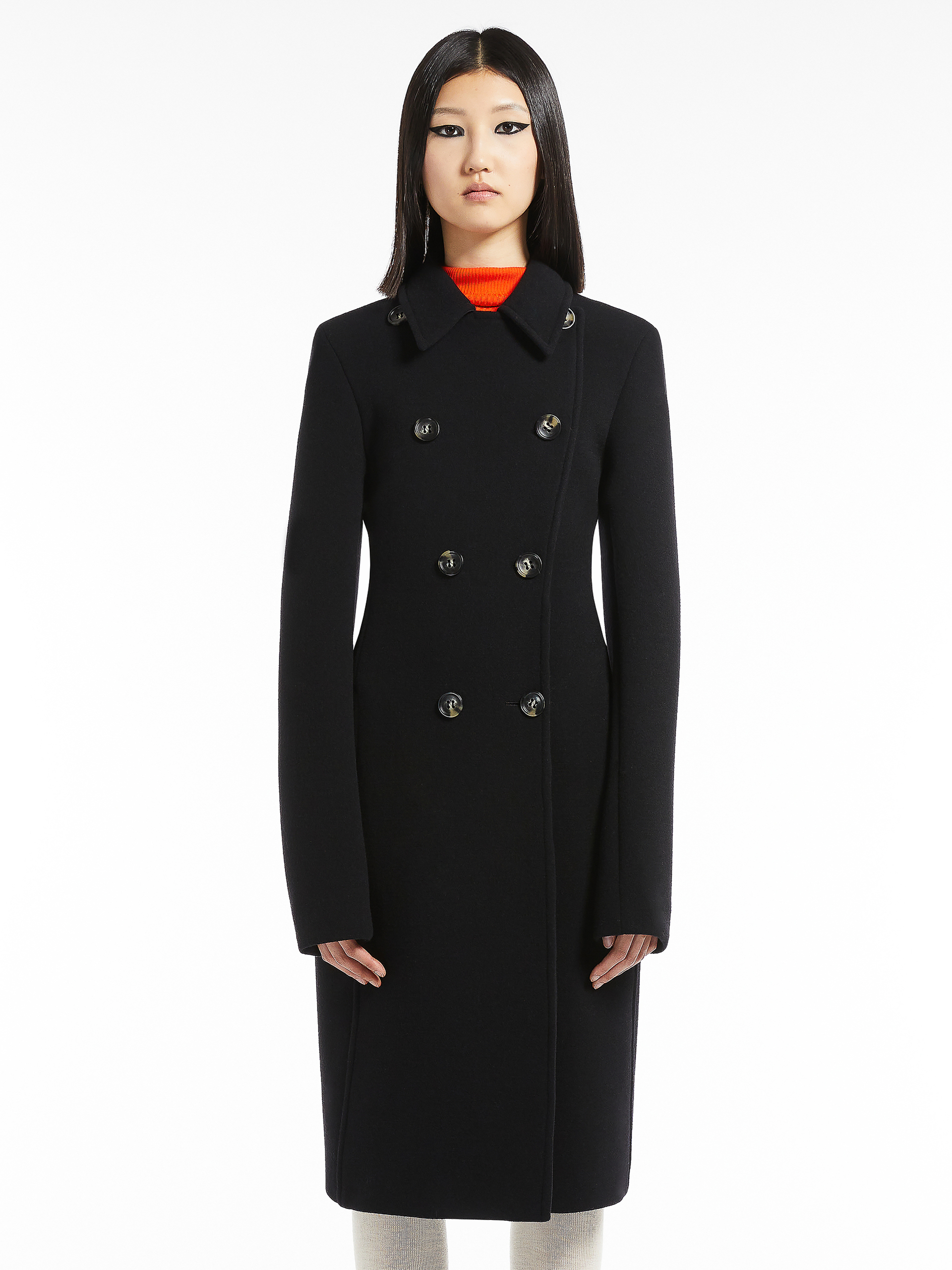 Stretch wool coat, black | \