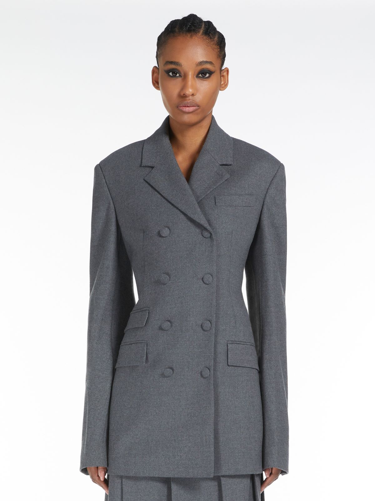 Double-breasted blazer in stretch wool - MEDIUM GREY - Max Mara - 2