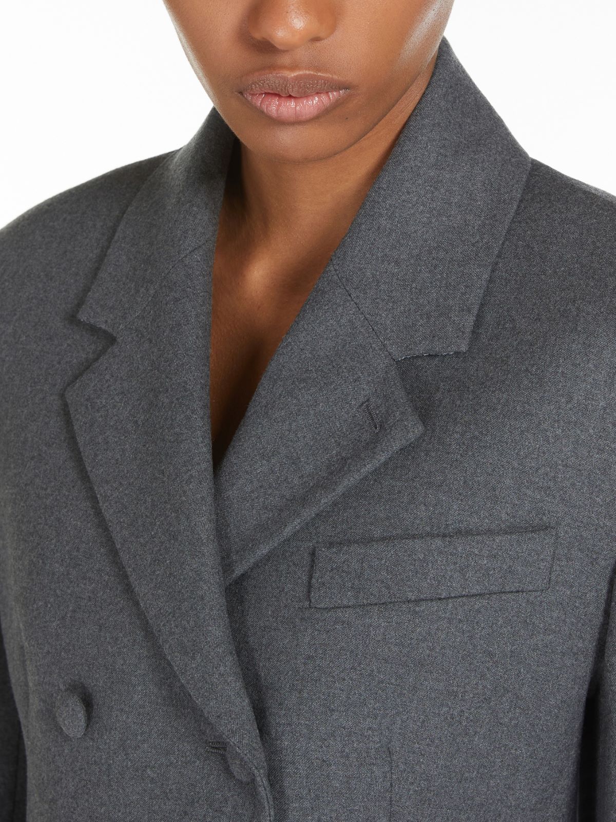 Double-breasted blazer in stretch wool - MEDIUM GREY - Max Mara - 4