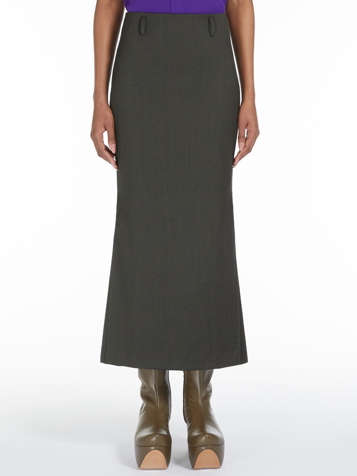 Stretch-wool long skirt - BLACK - Max Mara - 2