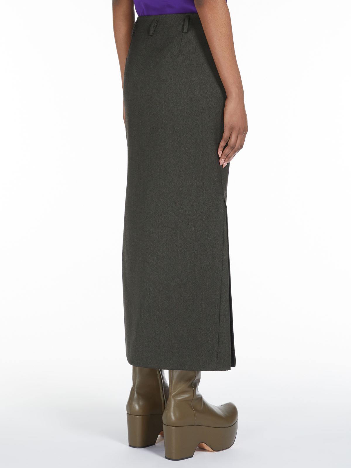 Stretch-wool long skirt - BLACK - Max Mara - 3
