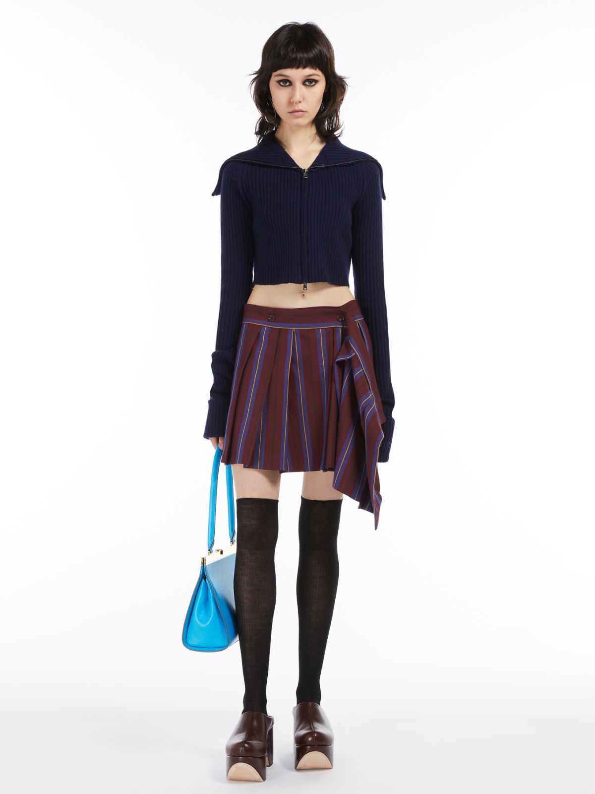 Asymmetrical pleated skirt - BORDEAUX - Max Mara