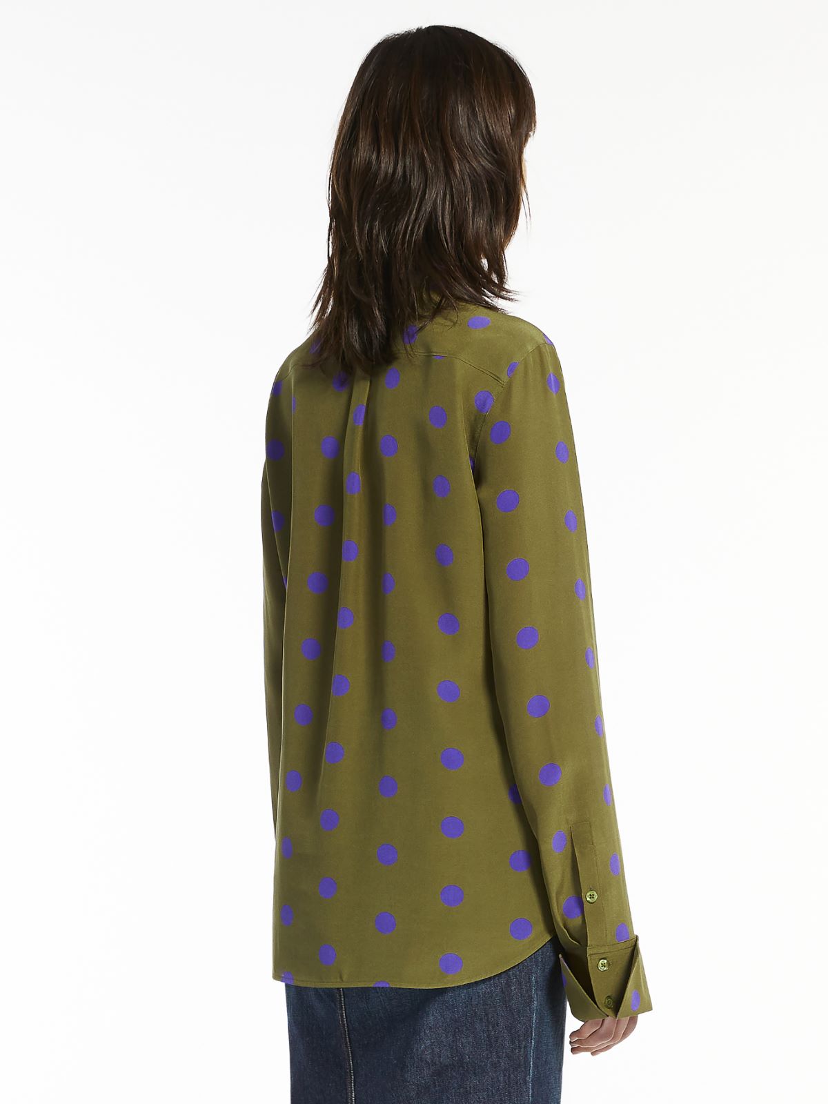 Pure silk polka-dot shirt - DARK GREEN - Max Mara - 3