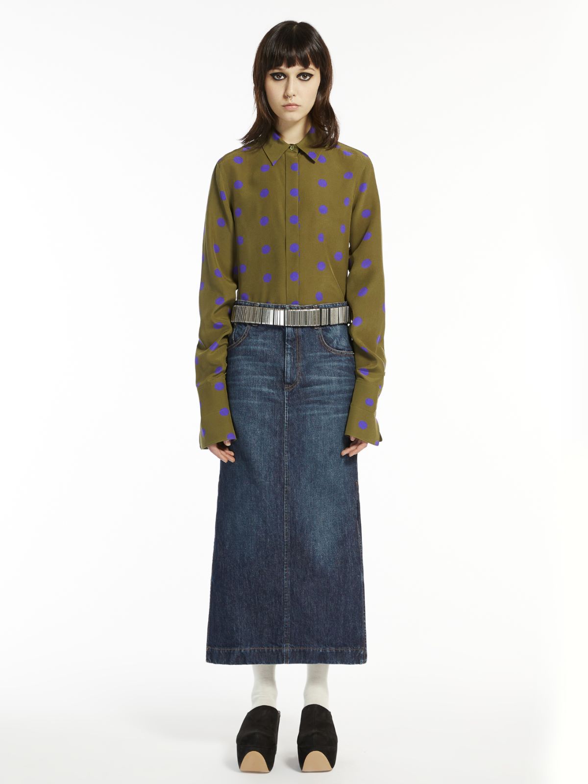 Pure silk polka-dot shirt - DARK GREEN - Max Mara