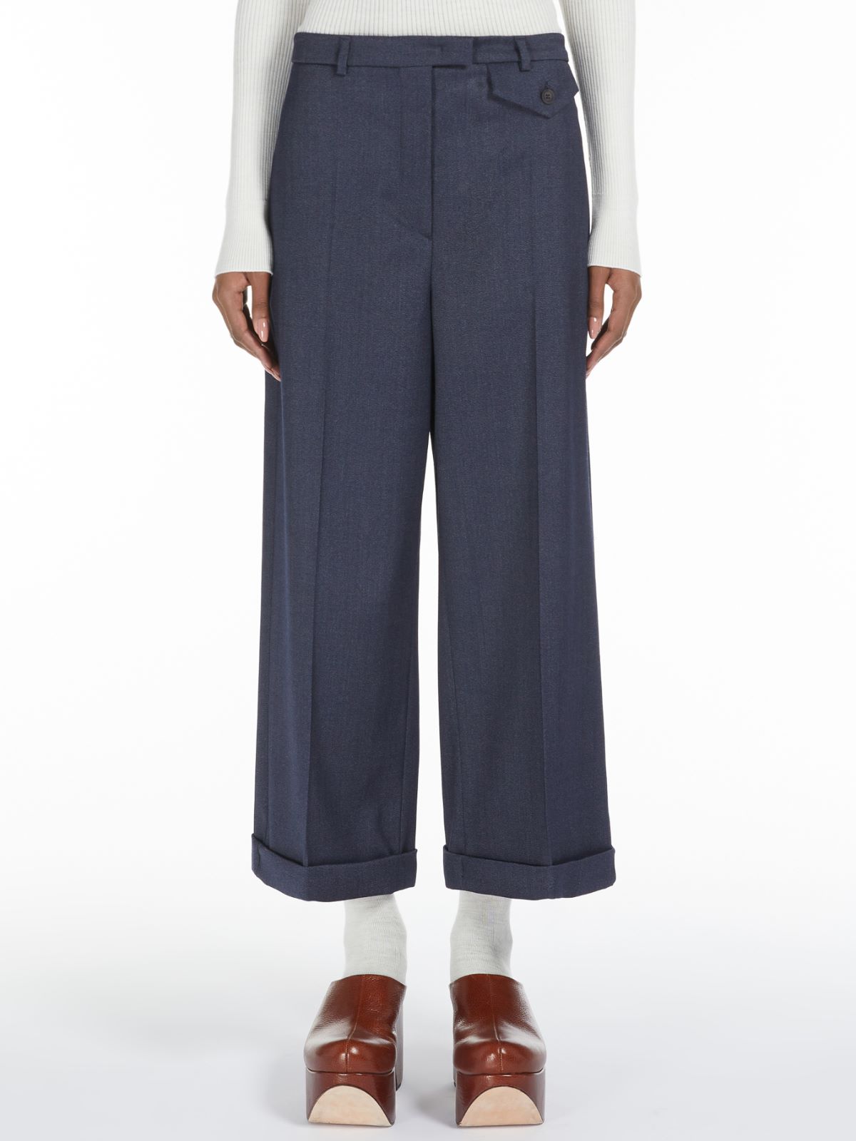Stretch-wool cropped trousers - NAVY - Max Mara - 2