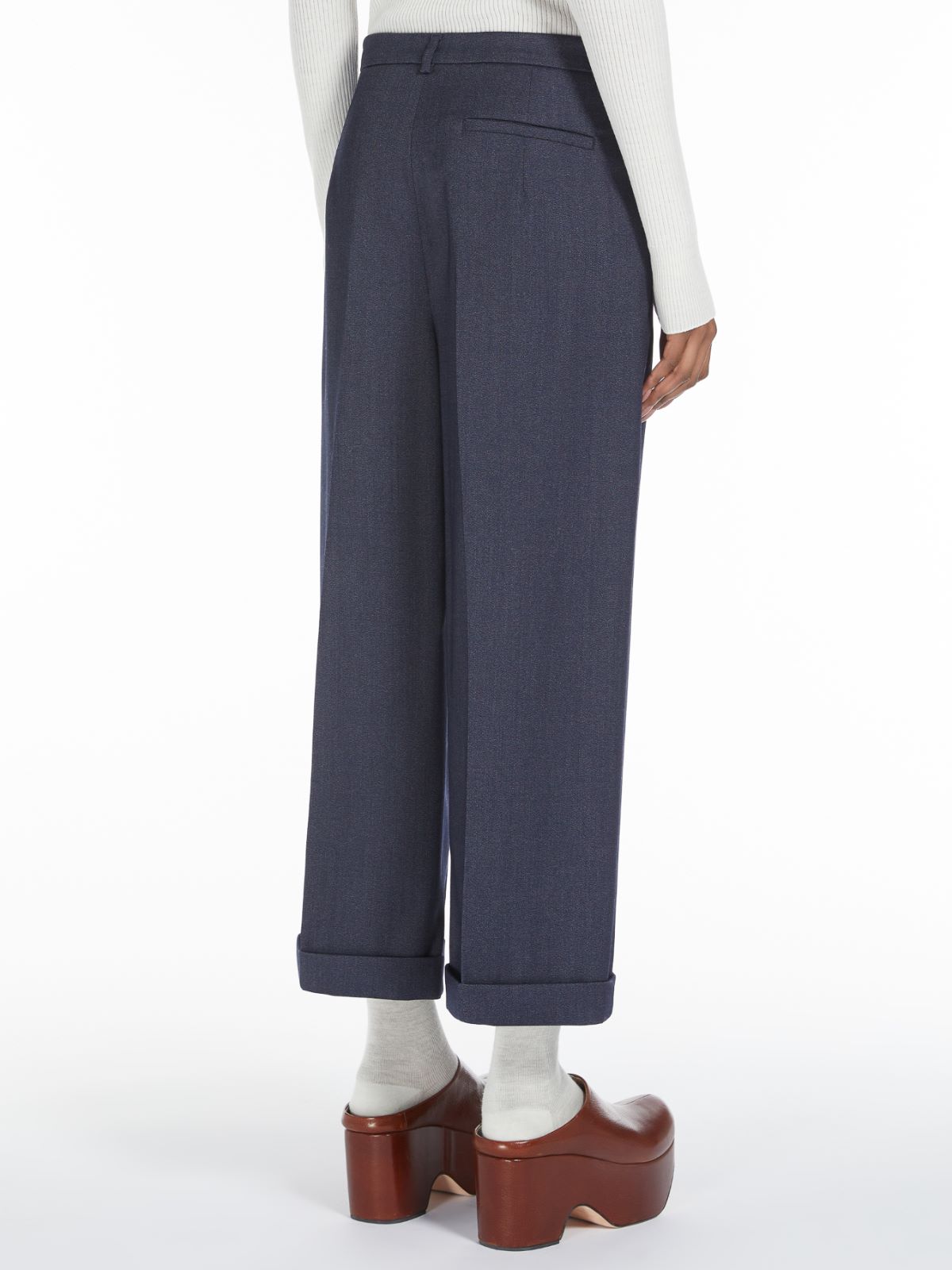 Stretch-wool cropped trousers - NAVY - Max Mara - 3