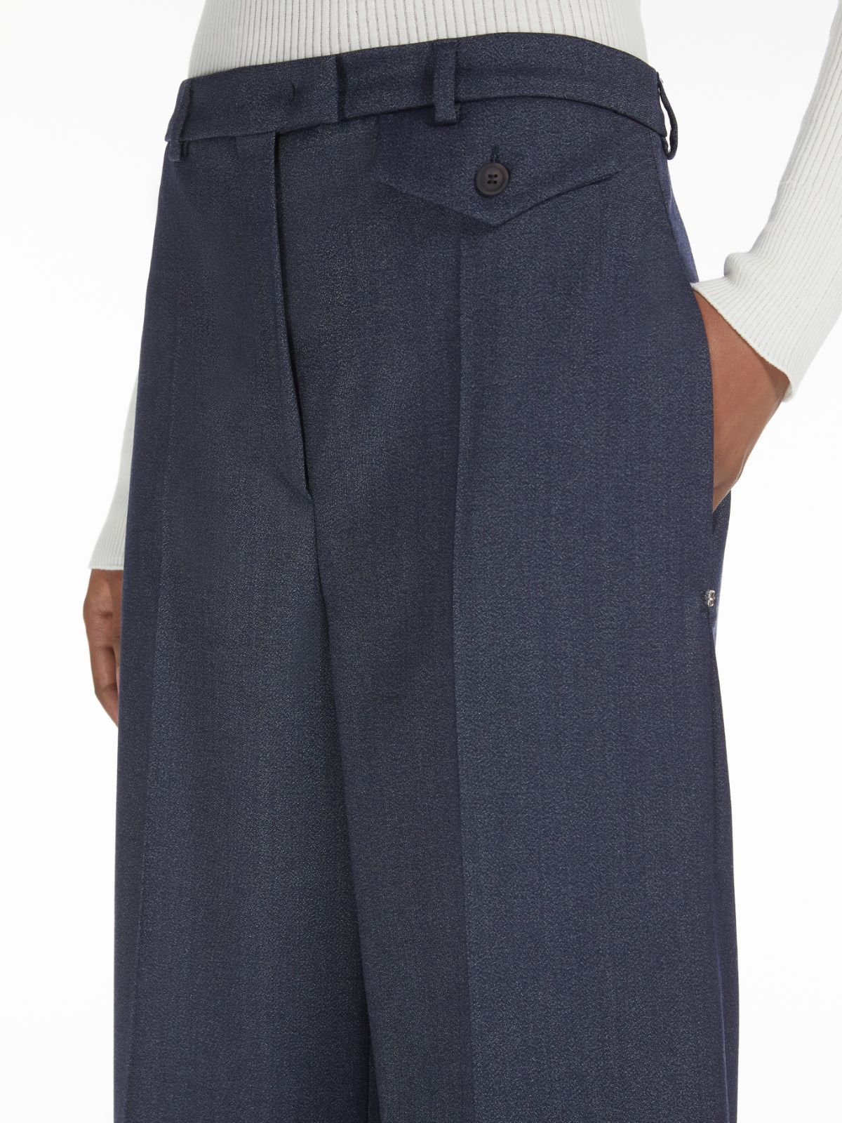 Stretch-wool cropped trousers - NAVY - Max Mara - 4