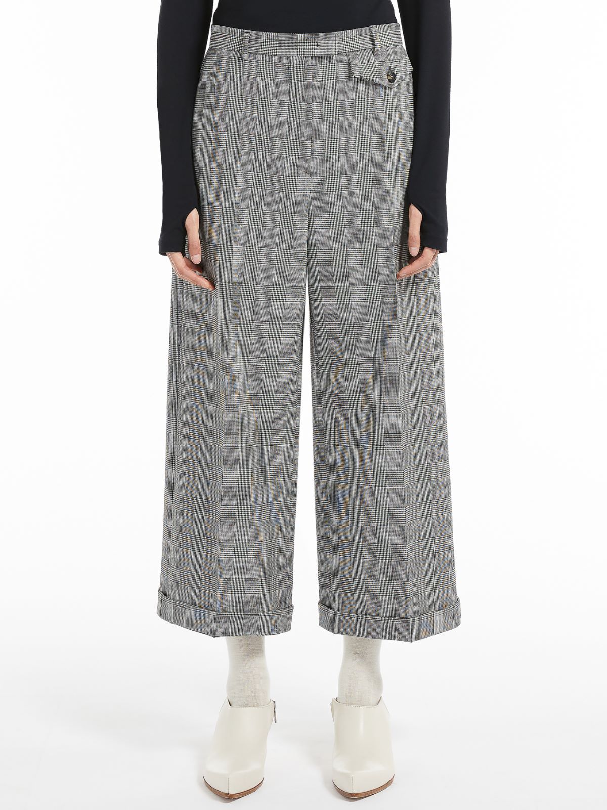 Prince of Wales check cropped trousers - BLACK - Max Mara - 2