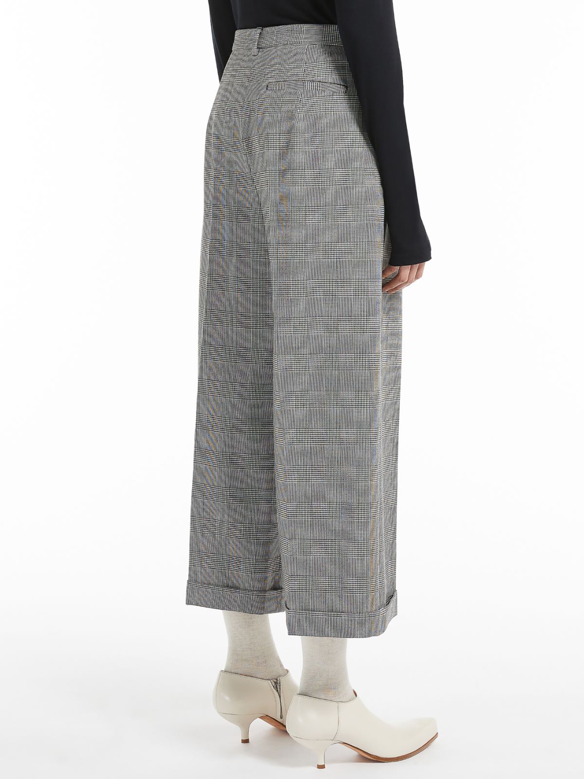 Prince of Wales check cropped trousers - BLACK - Max Mara - 3