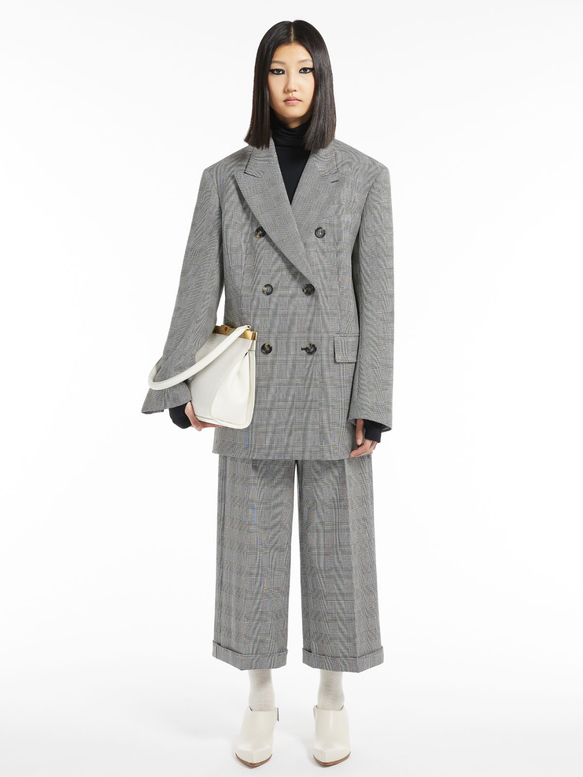Prince of Wales check cropped trousers - BLACK - Max Mara