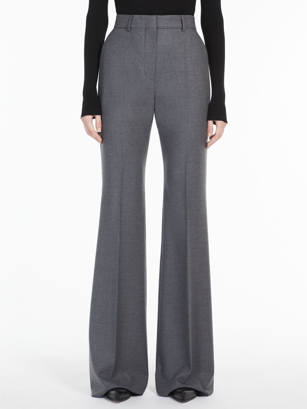 Stretch-flannel trousers - MEDIUM GREY - Max Mara - 2