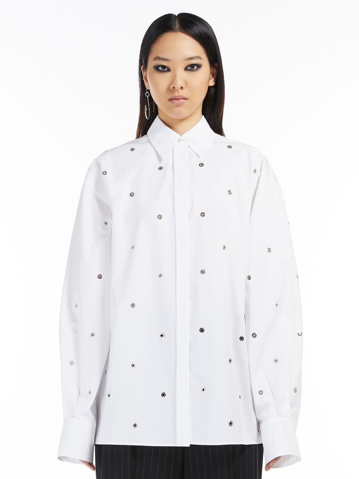 Oversized shirt with eyelets - WHITE - Max Mara - 2
