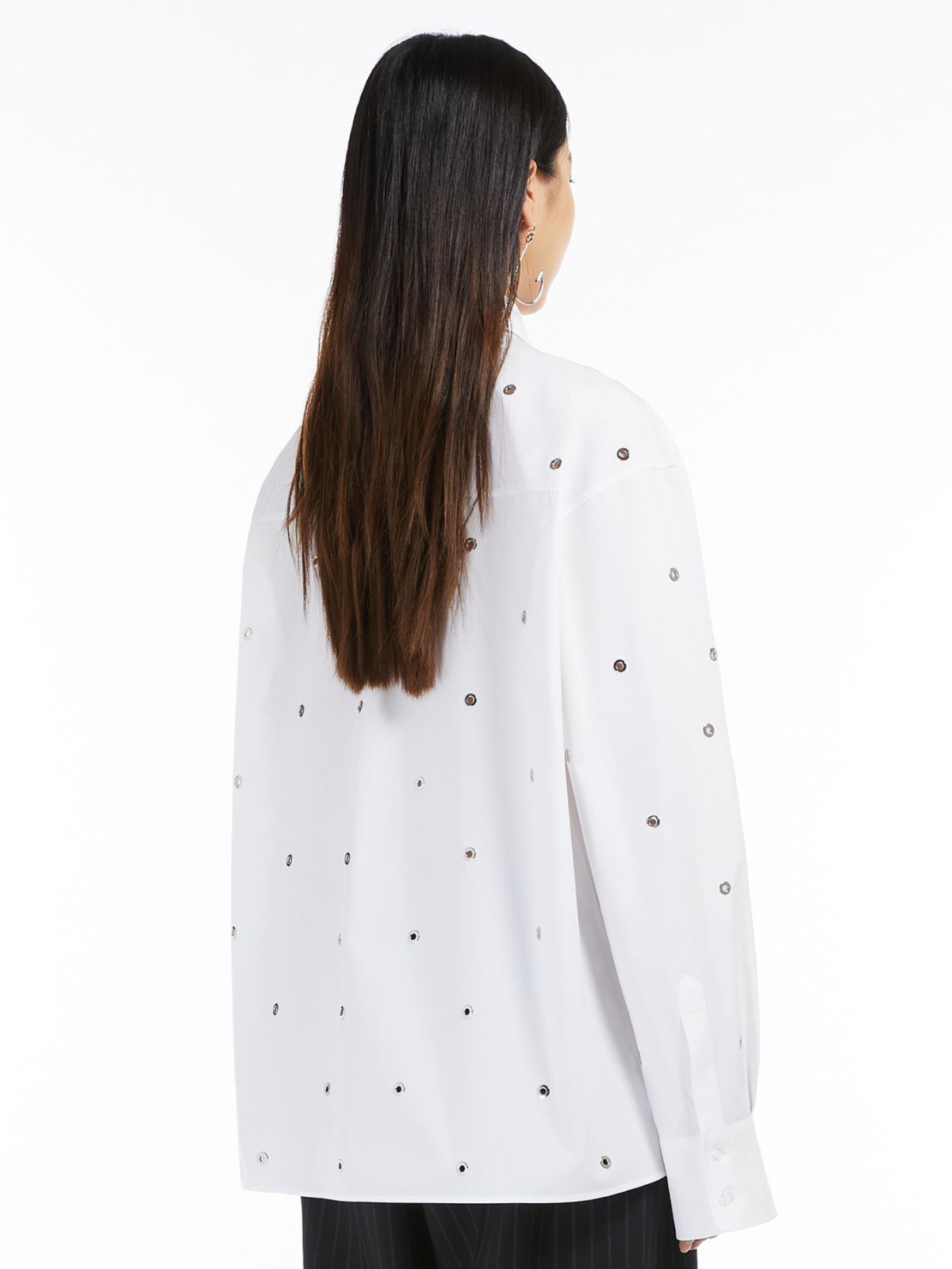 Oversized shirt with eyelets - WHITE - Max Mara - 3