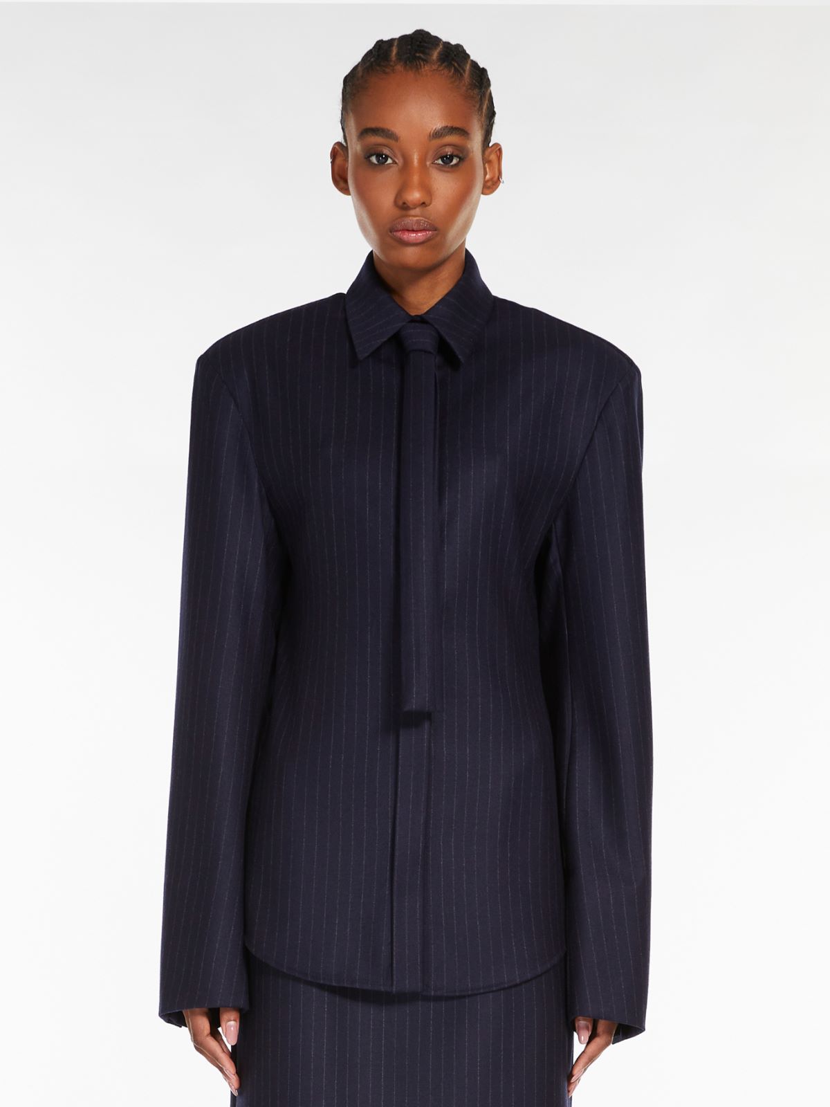 Stretch shirt with bow tie - MIDNIGHTBLUE - Max Mara - 2