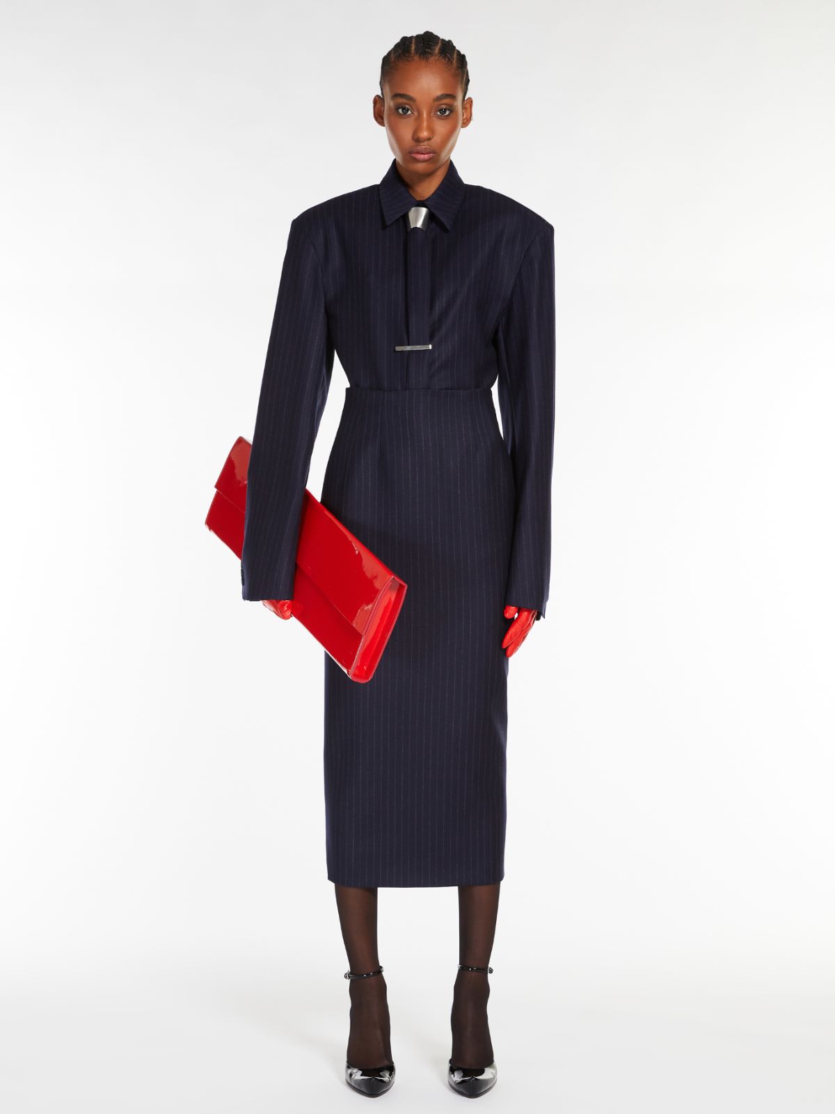 Stretch shirt with bow tie - MIDNIGHTBLUE - Max Mara
