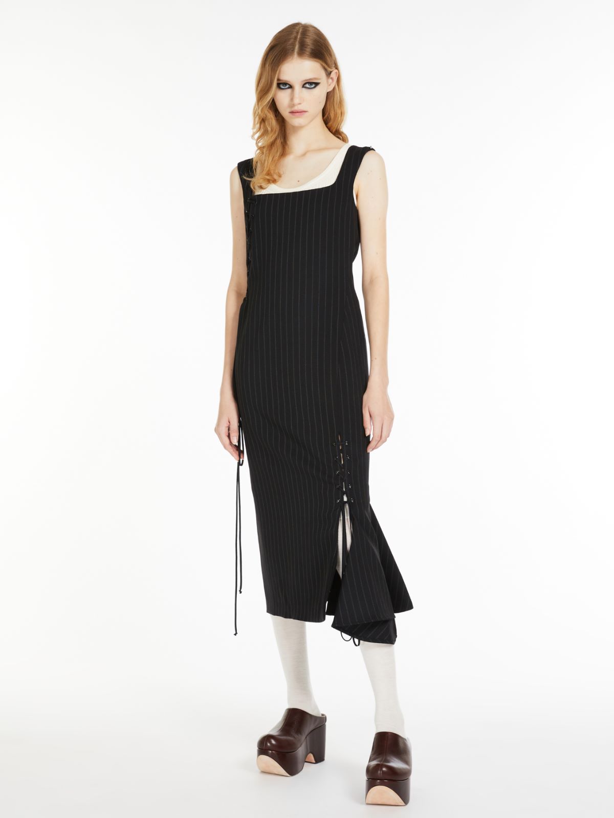 Sleeveless woven dress - BLACK - Max Mara