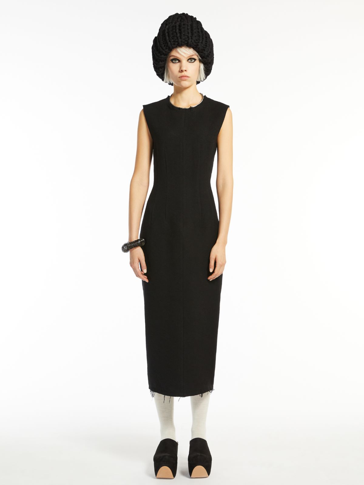 Sleeveless wool-blend sheath dress - BLACK - Max Mara