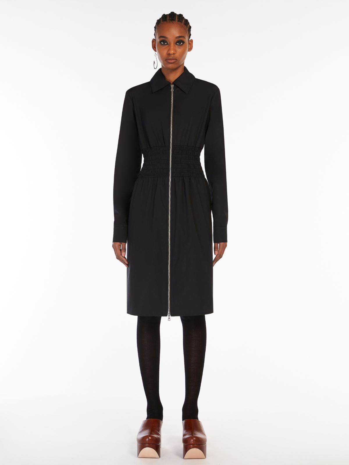 Shirt dress with elasticated insert - BLACK - Max Mara - 2