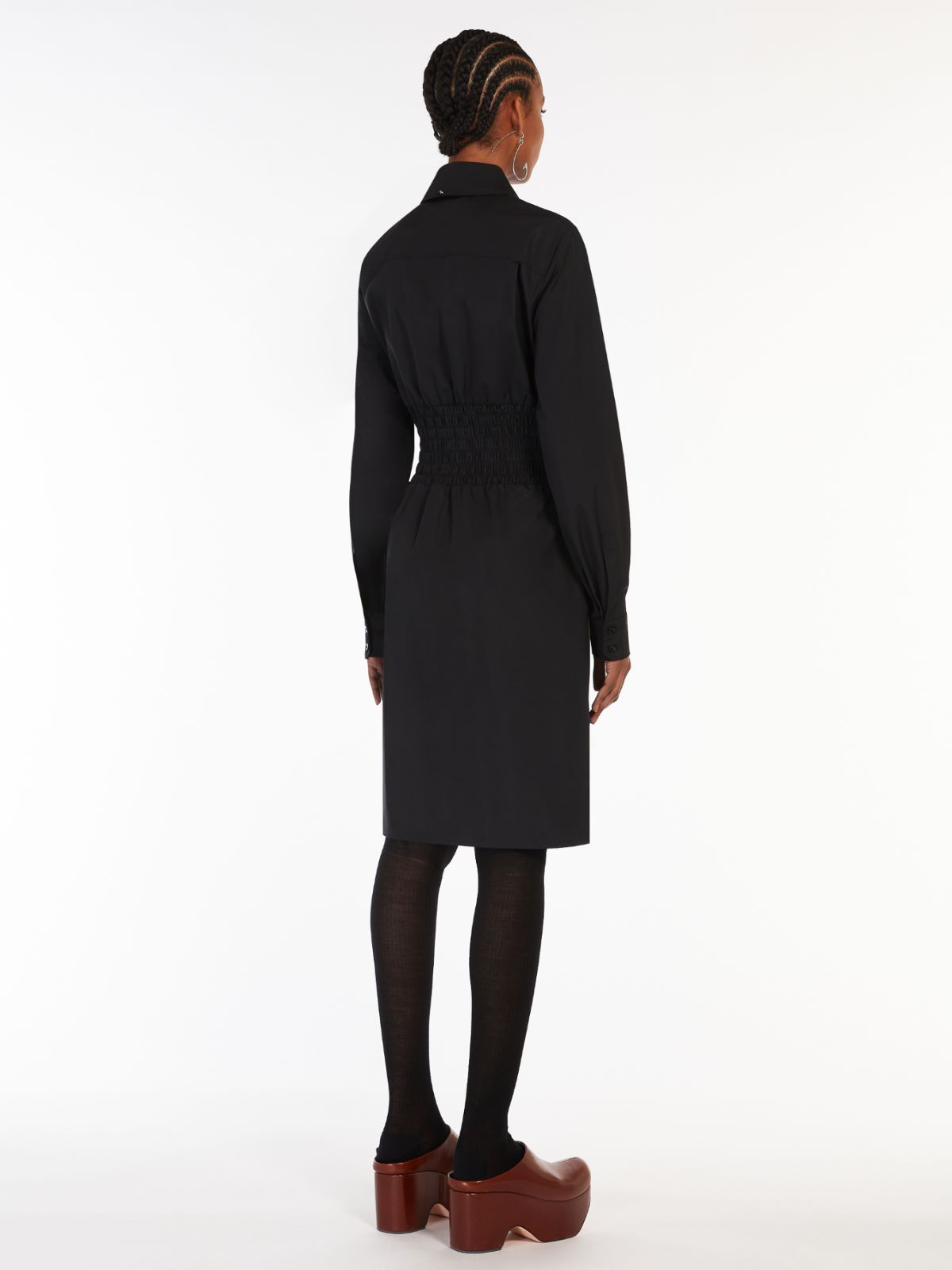 Shirt dress with elasticated insert - BLACK - Max Mara - 3