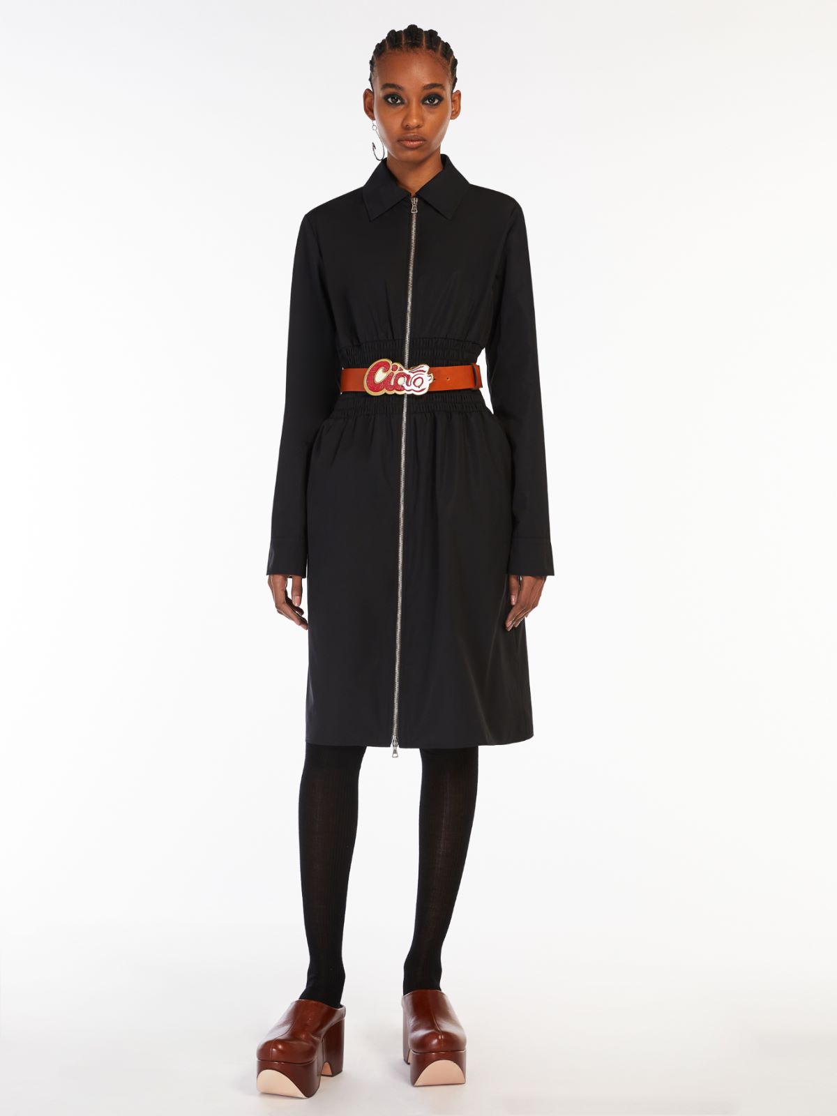 Shirt dress with elasticated insert - BLACK - Max Mara